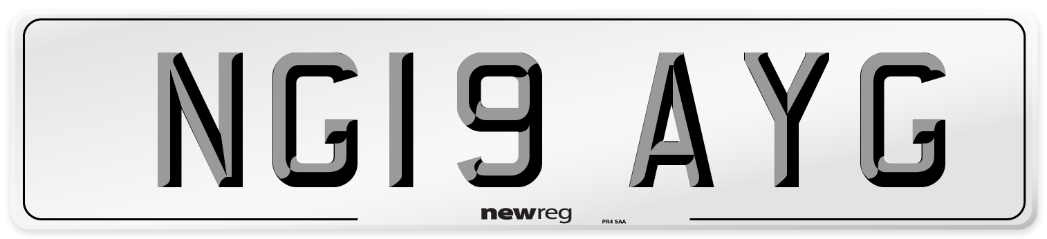 NG19 AYG Number Plate from New Reg